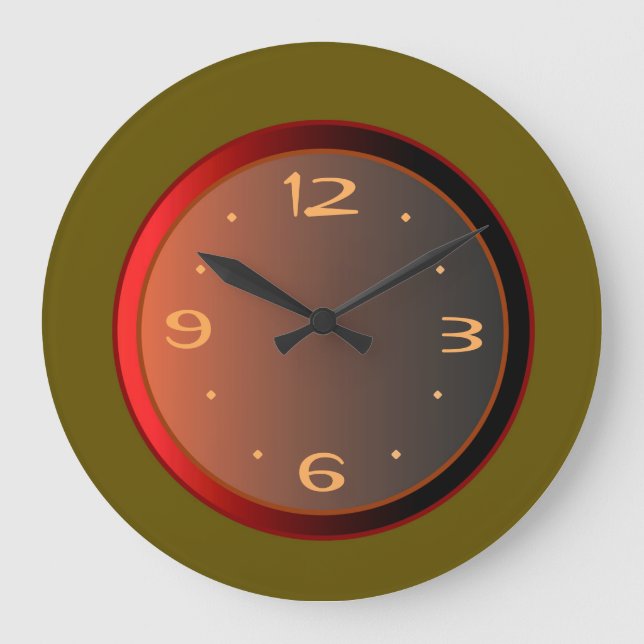 Atmospheric Green with Red Lighting Effects Large Clock (Front)