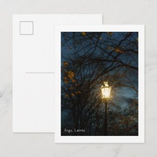 Atmospheric Lantern in Autumn Park, Riga  Postcard