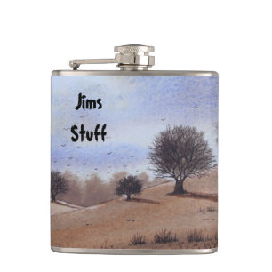atmospheric scenic autumn landscape  hip flask