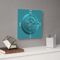 Atmospheric Space Design in Teal Wall Clock