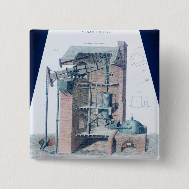 Atmospheric Steam Engine 15 Cm Square Badge (Front)