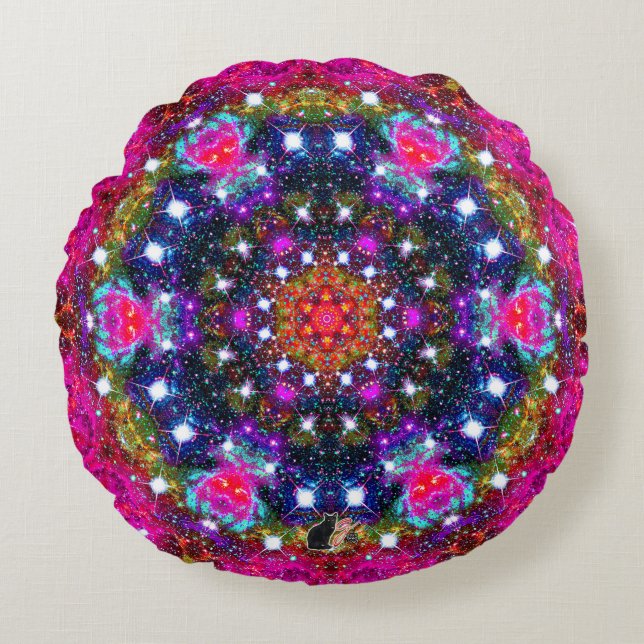 Atmospheric Stellar Kaleid Round Pillow (Front)