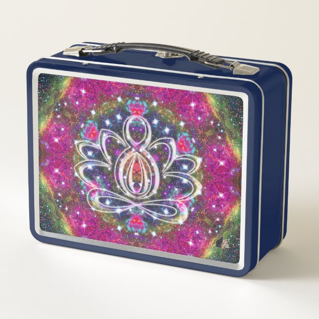 Atmospheric Zen Lotus Metal Lunch Box (Back)