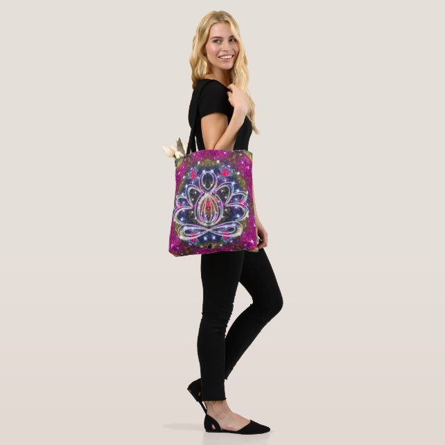 Atmospheric Zen Lotus Tote Bag (On Model)