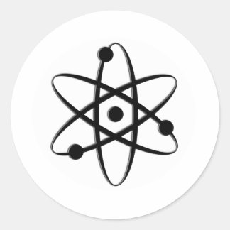 atom black classic round sticker