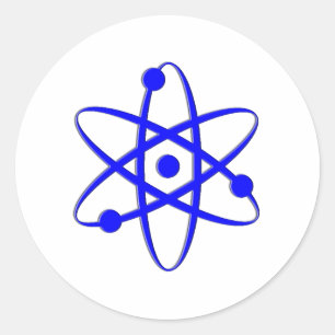 atom blue classic round sticker