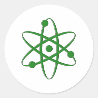 atom dark green classic round sticker