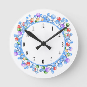 Atom Particle Molecule Science Theme Round Clock