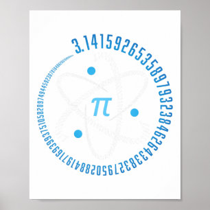 Atom Pi Math Science Stem Gift 3.14 Pi Day Poster