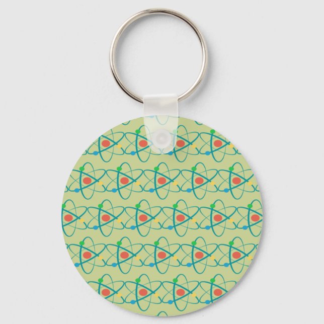 Atom Retro Protons Neutron Electrons Science Lover Key Ring (Front)