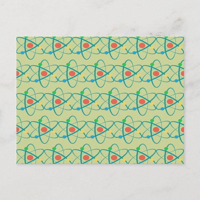 Atom Retro Protons Neutron Electrons Science Lover Postcard (Front)