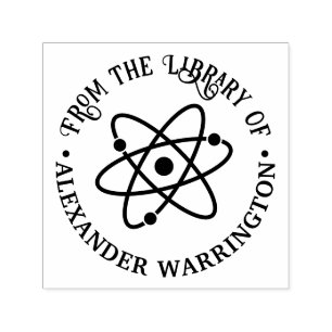 Atom Symbol #2 “From the library of” Book Name Self-inking Stamp