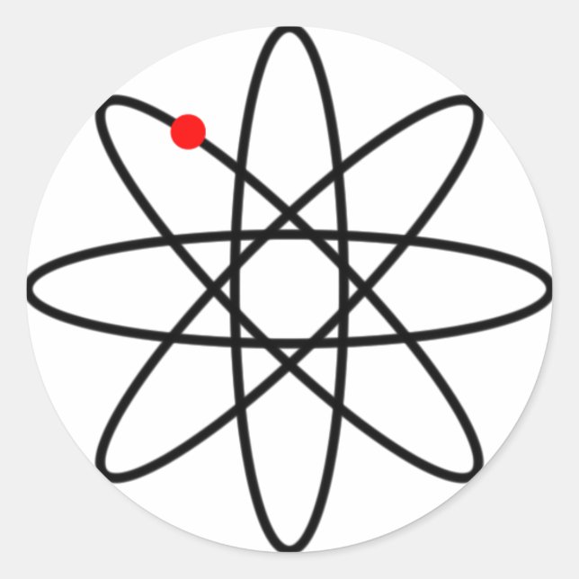 Atom symbol by zizudesign classic round sticker (Front)