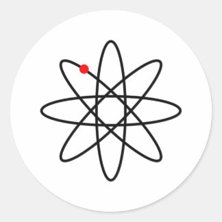 Atom symbol by zizudesign classic round sticker