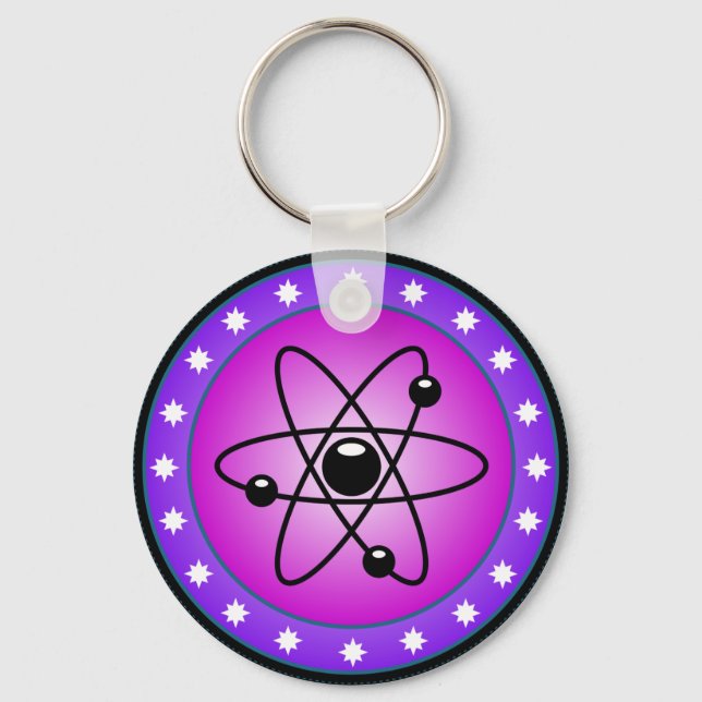Atom Symbol on a Pink background Key Ring (Front)
