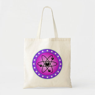 Atom Symbol on a Pink background Tote Bag
