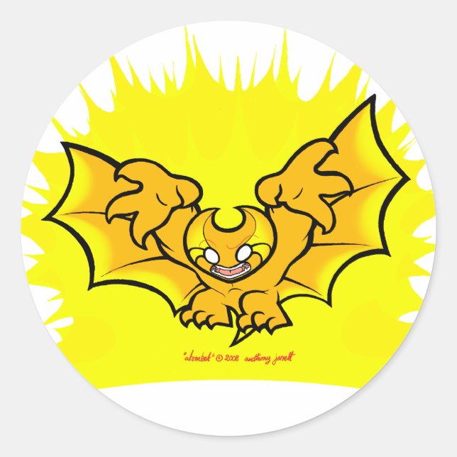 atombat atomised black outline Sticker (Front)