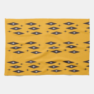 Atomic 1950’s Diamonds Pattern Orange Tea Towel