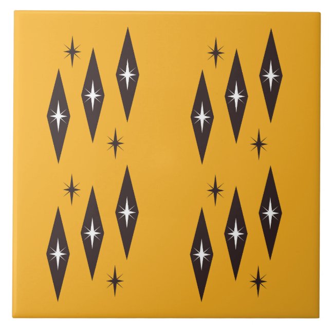Atomic 1950’s Diamonds Pattern Orange Tile (Front)