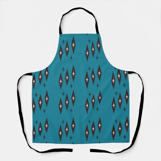 Atomic 1950’s Diamonds Pattern Teal Apron (Front)