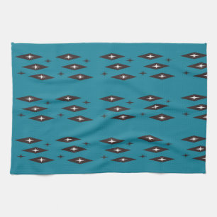 Atomic 1950’s Diamonds Pattern Teal Tea Towel