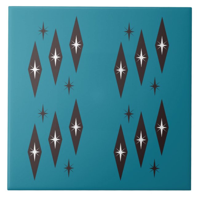 Atomic 1950’s Diamonds Pattern Teal Tile (Front)