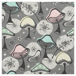 Atomic 50s Mid Mod Mushrooms Gray ©studioxtine Fabric