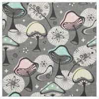 Atomic 50s Mid Mod Mushrooms Grey ©studioxtine