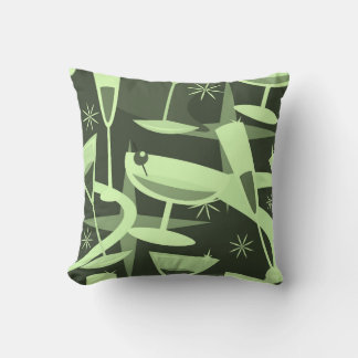 Atomic 50s Retro Martini Cocktail Pattern Cushion