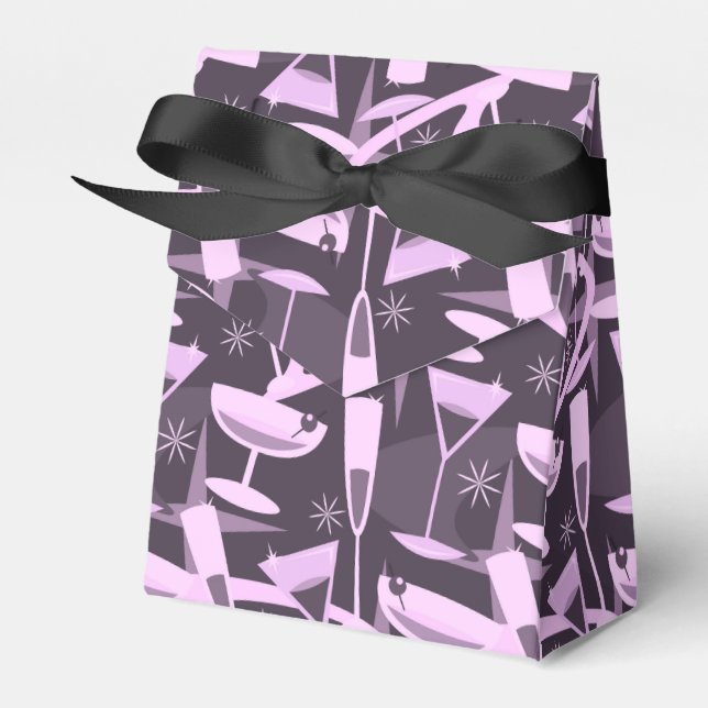 Atomic 50s Retro Martini Cocktail Pattern Favour Box (Front Side)