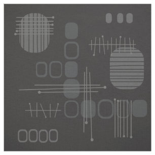 Atomic Abstract Barkcloth Black Fabric