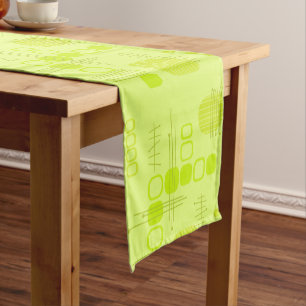 Atomic Abstract Barkcloth Chartreuse Short Table Runner