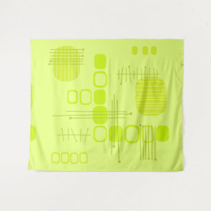 Atomic Abstract Barkcloth Chartreuse Tapestry