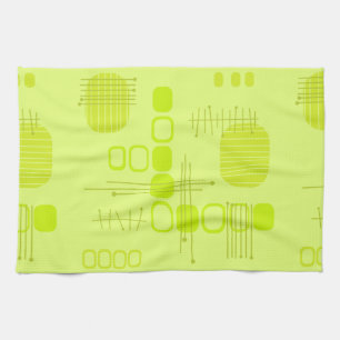 Atomic Abstract Barkcloth Chartreuse Tea Towel