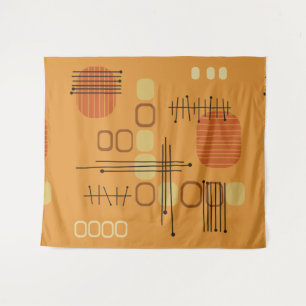 Atomic Abstract Barkcloth Ochre Tapestry