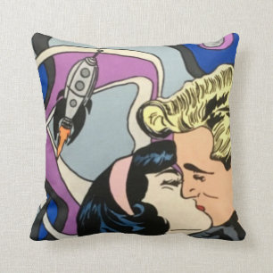 Atomic Abstract the Kiss Goodbye painting on a Cushion
