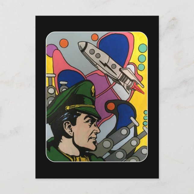 Atomic Abstract the Rocket Captain painting on a Postcard (Front)