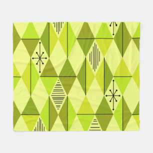 Atomic Age Art Diamonds Chartreuse Fleece Blanket
