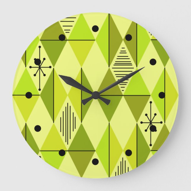 Atomic Age Art Diamonds Chartreuse Large Clock (Front)