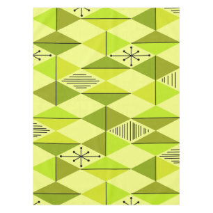 Atomic Age Art Diamonds Chartreuse Tablecloth