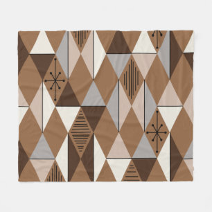 Atomic Age Art Diamonds Coffee Brown Fleece Blanket