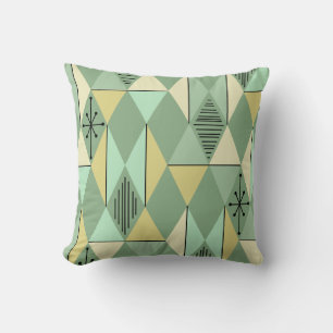 Atomic Age Art Diamonds Mint Green Yellow Cushion