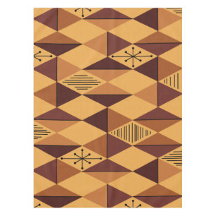 Atomic Age Art Diamonds Ochre Maroon Tablecloth
