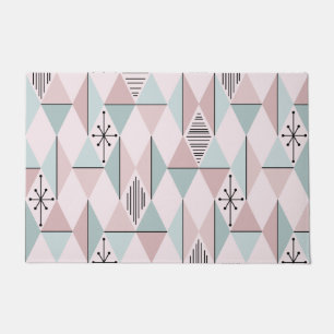 Atomic Age Art Diamonds Pastel Pink Green Doormat