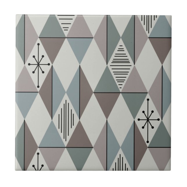 Atomic Age Art Diamonds Sage Grey Tile (Front)
