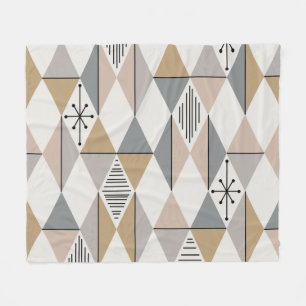 Atomic Age Art Diamonds Silver Gold Fleece Blanket