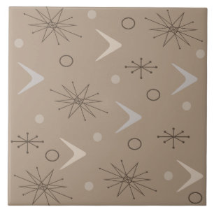 Atomic Age Boomerangs Starbursts Earth Tones Tile