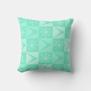 Atomic Age Chequered Boomerangs Mint Green Cushion