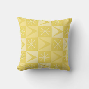 Atomic Age Chequered Boomerangs Yellow Cushion