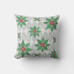Atomic Age Christmas Holly Silver Cushion